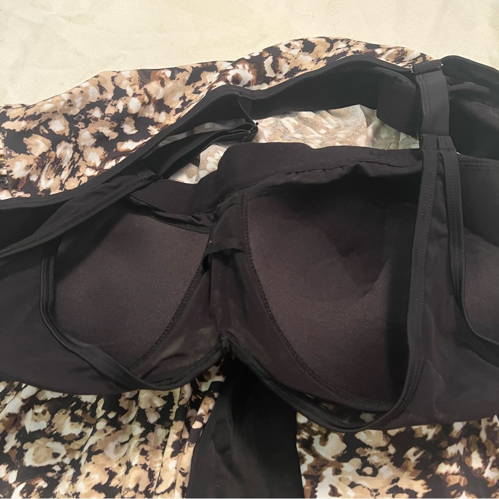 NWT Leopard Print Sleeveless meshed  shoulder straps scrunched chest   swim top - Picture 7 of 13